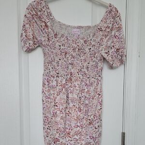 Isabel Maternity by Ingrid & Isabel Floral Blouse Cream and Purple